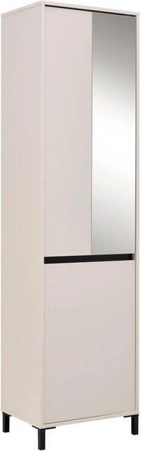 Mömax Garderobenschrank Arran in Kaschmir mit Spiegeltür und Regalböden, Farbe: Beige/Schwarz, H: 206 cm, B: 55 cm, T: 40 cm - Bild 1