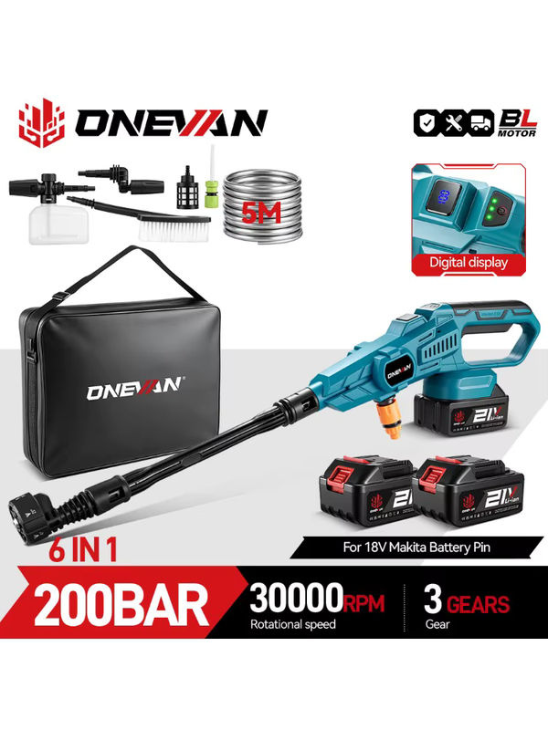 ONEVAN bürstenloser elektrischer Hochdruckreiniger mit 3500 W und 200 Bar für 21 V und 18 V Batterien - Bild 7