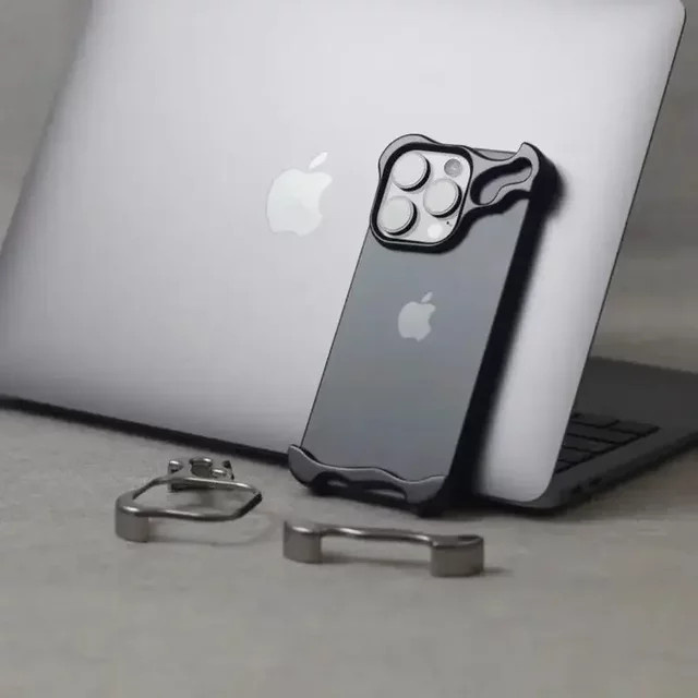 Stoßfeste Metall-Bumper-Handyhülle aus Aluminium für Apple iPhone 13 14 15 16 17 18 Pro Max Plus inklusive Linsenschutzfolie in Silber und Lila - Bild 1