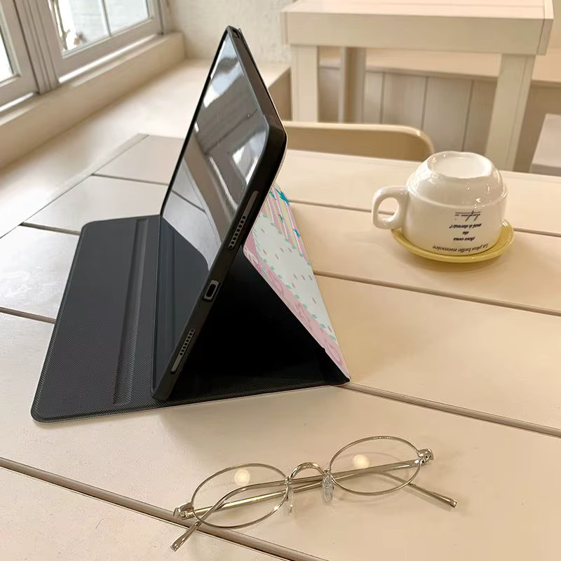 Apple iPad Pro und iPad Air Schutzhülle mit Rosa Stern-Farbblöcken in Pink, Weiß und Multicolour - Bild 5
