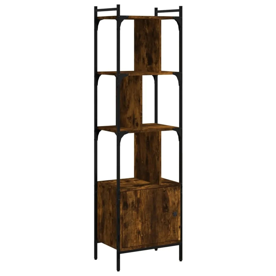 vidaXL Bücherregal mit Tür in Räuchereiche, Industrial Design, B/T/H: 44,5 x 30 x 154,5 cm - Bild 2