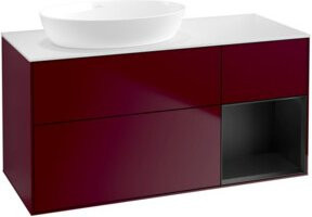V&B Waschtischunterschrank Finion mit Wandbeleuchtung in Weiß und Blau, B/T/H: 120 x 50,1 x 50,1 cm - Bild 1