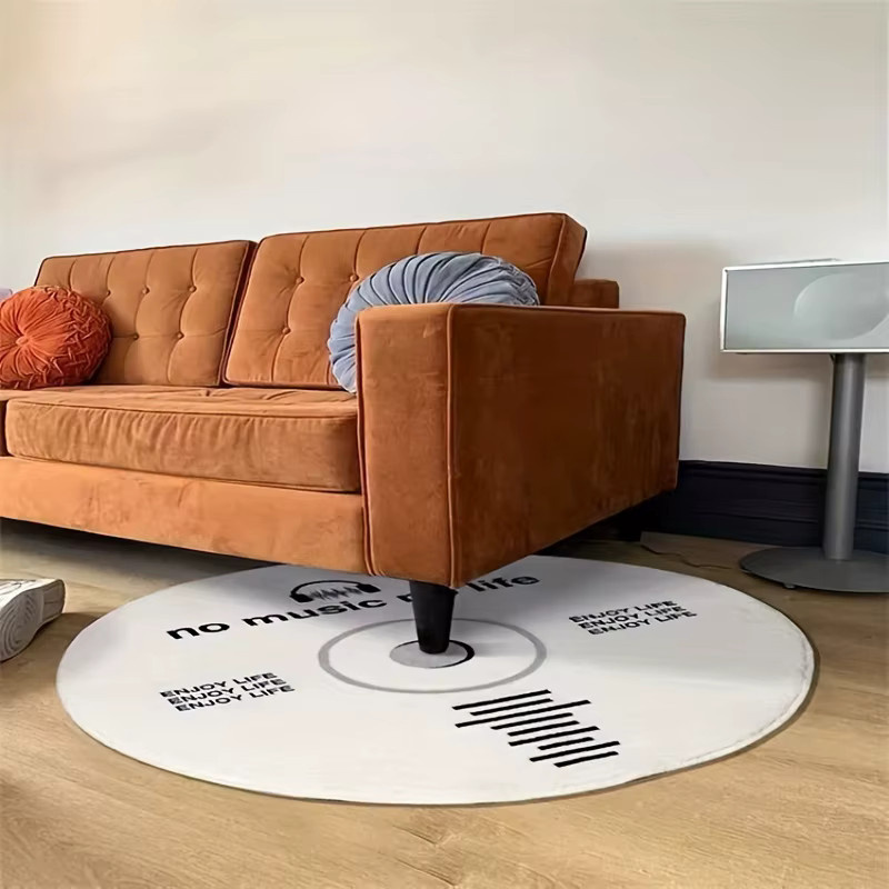 VIKAMA CD-Teppich, rund, weiß, modernes abstraktes Design für Wohnzimmer und Schlafzimmer, Durchmesser: 80 cm - Bild 3
