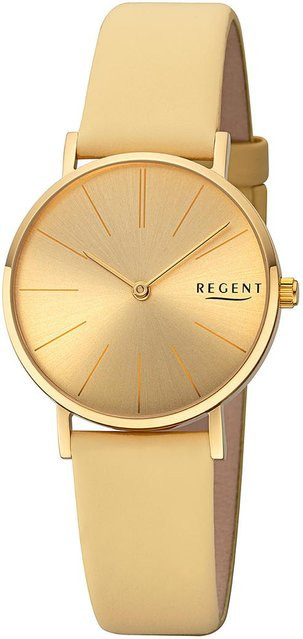 Regent Armbanduhr, Quarz, Gold, Leder, 32 mm, Damen - Bild 1