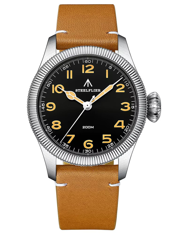 STEELFLIER Armbanduhr, Quarz, Edelstahl, Leder, Schwarz, Herren - Bild 7