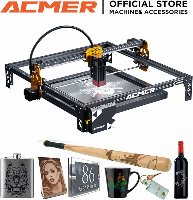 ACMER P1 S PRO CNC Laser-Graviergerät mit blauer Diode, WLAN-Modul und APP-Offline-Steuerung zum Gravieren und Schneiden von Sperrholz, Leder, Acryl und Glas - Bild 1