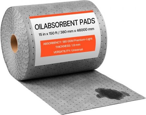 VEVOR Ölbindematte Rolle in Weiß, 3-lagige Polypropylen-Struktur, universelle Saugmatte für Öl und Wasserbasis, Breite: 0,36 m, Länge: 46 m - Bild 1