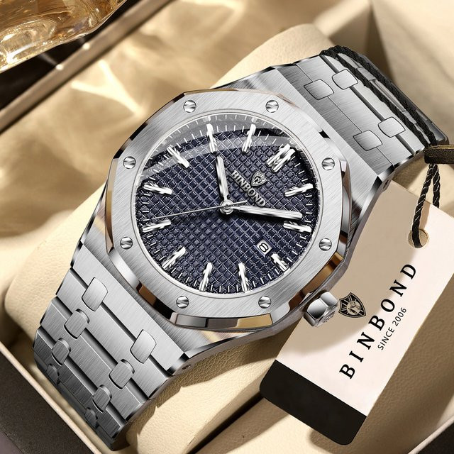 BINBOND Armbanduhr Quarz, Edelstahl, Silber, Herren - Bild 1