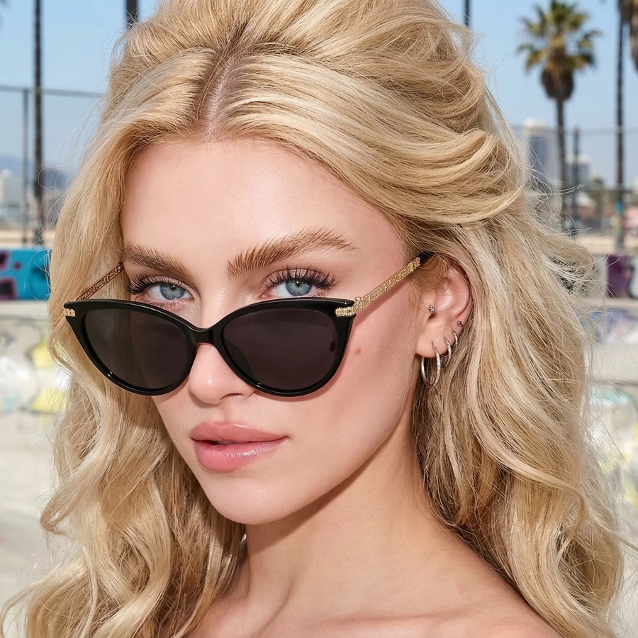TWOOO Sonnenbrille Cat-Eye, Vollrand, Metall, Schwarz, Damen - Bild 2