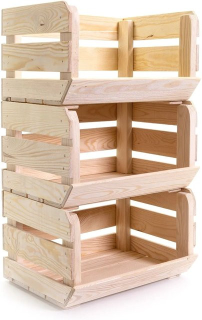 HolzFee Obst- und Gemüsekiste aus Kiefernholz, stapelbar, braun, B/T/H: 66,0 x 40,0 x 7,5 cm - Bild 1