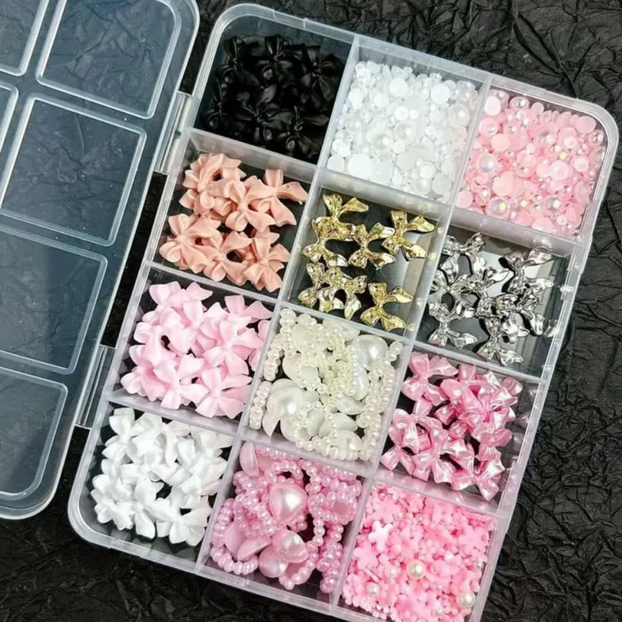 HotPress Nagel Charms Schleife Blume Perle Herz, Glänzend - Bild 5