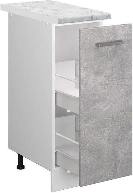 Vicco Apothekerunterschrank R-Line Küchenschrank in Weiß mit Marmor Arbeitsplatte, Breite: 30 cm - Bild 2
