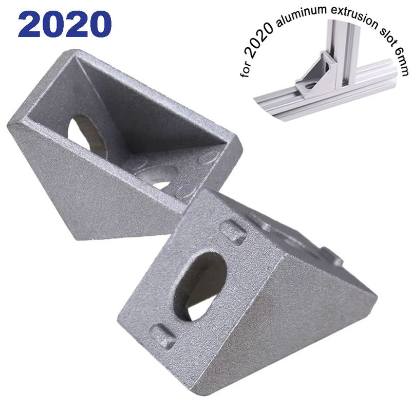 NERISXB Aluminiumprofil-Eckhalterung Serie 2020, L-förmiger rechtwinkliger Verbinder aus Stahl in Silber für Aluminium-Strangpressprofile mit 6 mm Schlitz - Bild 2