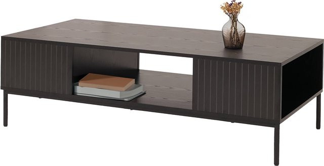 MCW Couchtisch O39 in Schwarz mit Lamellen-Design aus Melamin MDF, B/T/H: 120 x 39 x 60 cm - Bild 1