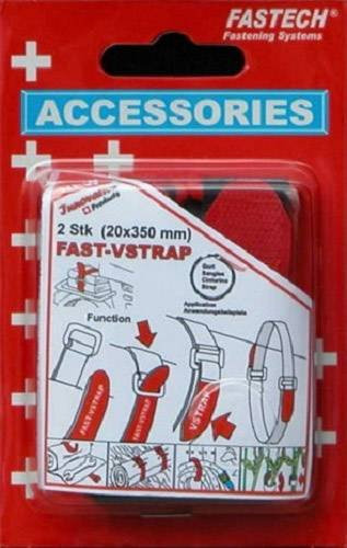 FASTECH 687-330 Klettband mit Gurt Haft- und Flauschteil, Schwarz und Rot, L: 350 mm, B: 20 mm, 2er-Set - Bild 1