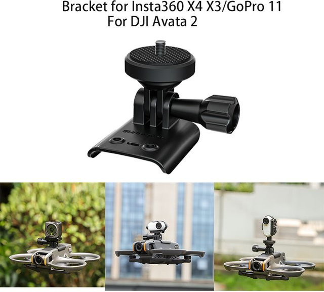 QISHKJ Verlängerung Halterung für GoPro 11/12, Insta360 X3/X4 und DJI Avata 2 Drone Zubehör, Schwarz - Bild 1