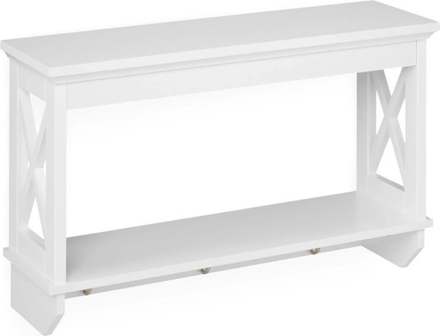 Relaxdays Wandregal im Landhausstil aus MDF und Metall in Weiß mit Haken, B/T/H: 66 x 40 x 20 cm - Bild 1