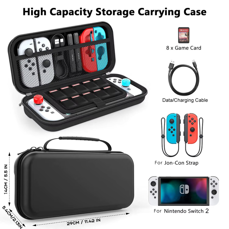HUASUNWAY Hartschalen-Tragetasche für Nintendo Switch 2 in Schwarz - Bild 4