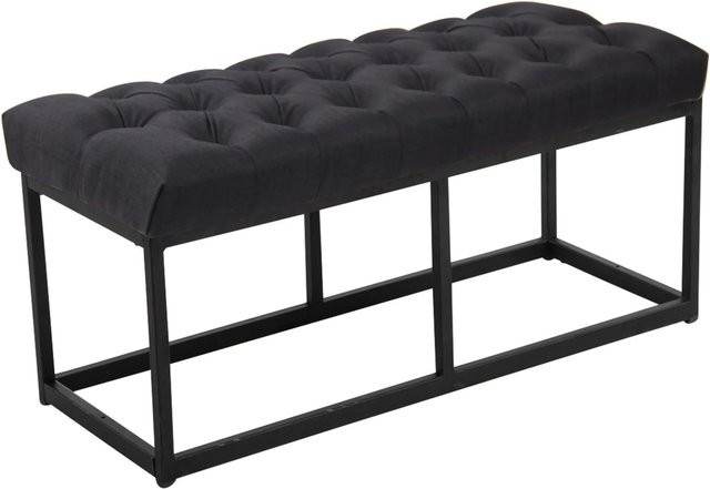 DELUKE Sitzbank MEXICO Polsterbank aus Stoff in Schwarz, B/T/H: 100 x 38 x 46 cm - Bild 1