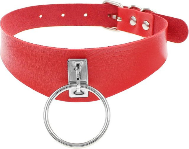 Halsband PU Leder, O-Ring, rot, Unisex - Bild 1