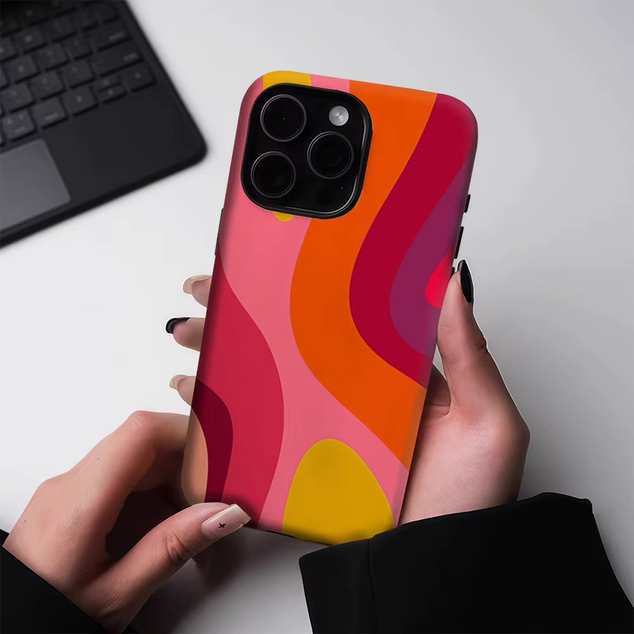 Robuste magnetische Handyhülle mit Warme gebogene Welle Design für Apple iPhone 17 16 15 14 13 Pro Max Plus, Mehrfarbig - Bild 3