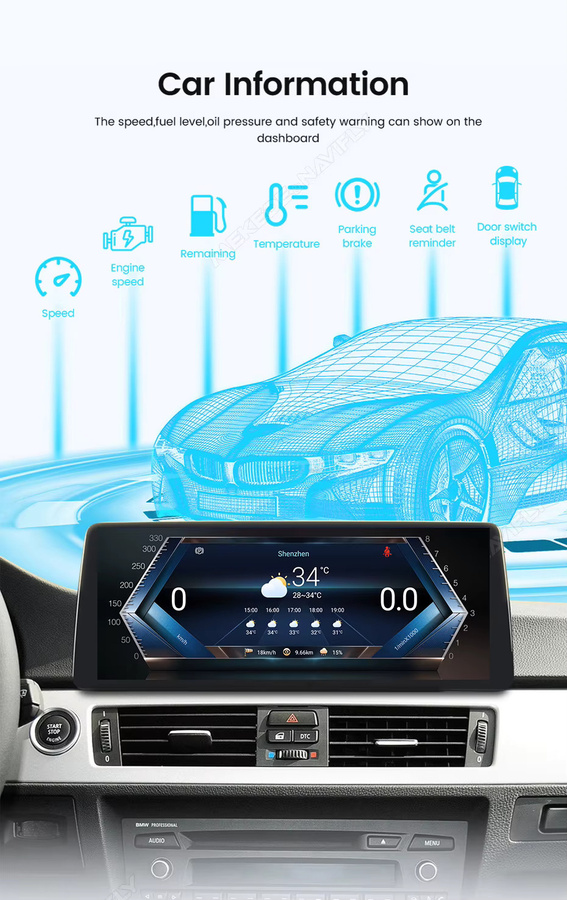 MEKEDE Linux Android Autoradio mit Wireless CarPlay für BMW 3er/5er Serie E90 E91 E92 E93 E60 E61 E63 CCC CIC Multimedia Navigationssystem in Schwarz mit GPS, 4G LTE und Dual Bluetooth - Bild 6