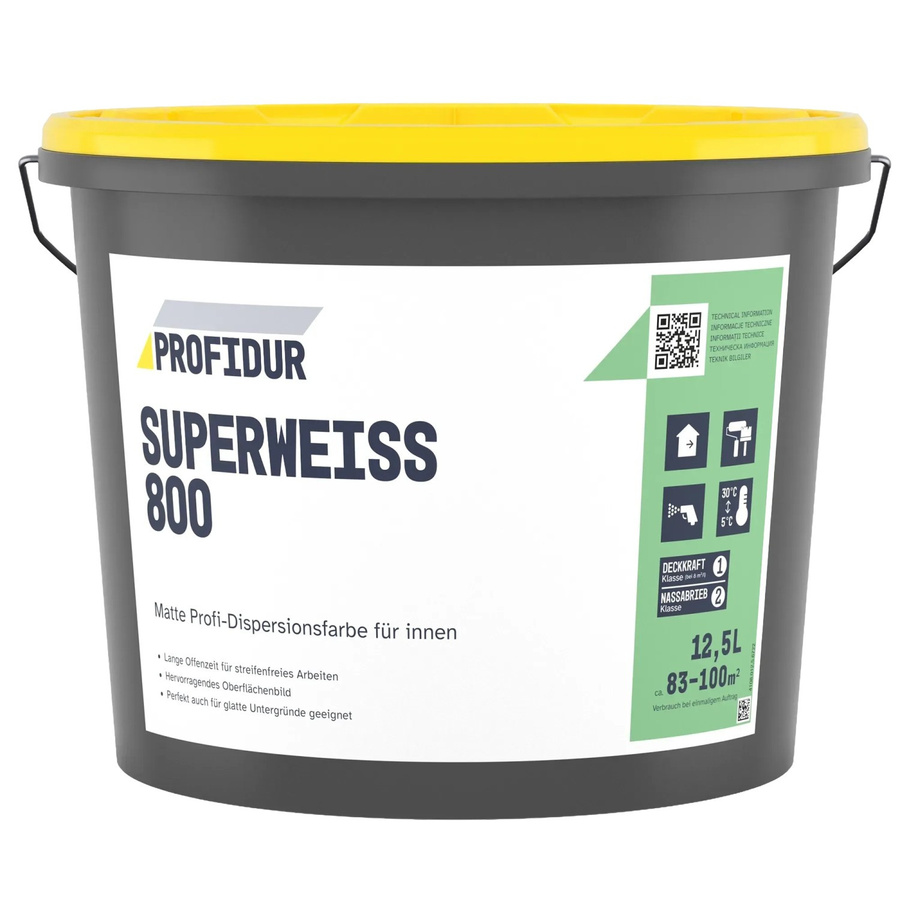 Profidur Superweiß 800 Dispersionsfarbe in Weiß, 12,5 l - Bild 2