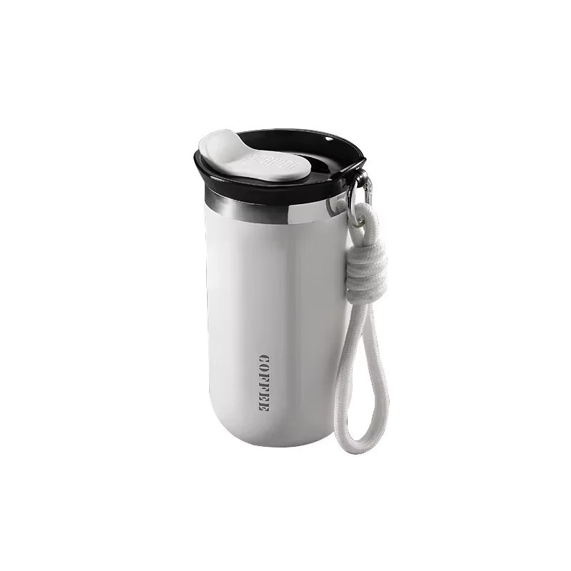 JUSTINLAU Business-Thermobecher aus Edelstahl, isolierter Kaffeebecher für Heiß- und Kaltgetränke, auslaufsicher, Schwarz oder Weiß, Höhe: 19,5 cm, Durchmesser: 7,2 cm - Bild 5