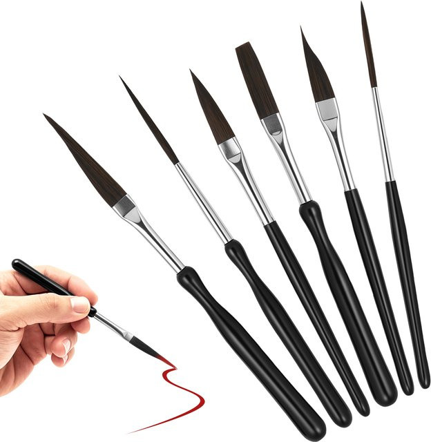 6-teiliges Pinstriping-Starter-Set mit feinkörnigen Pinseln für Beschriftung und Detaillierung in Schwarz - Bild 1