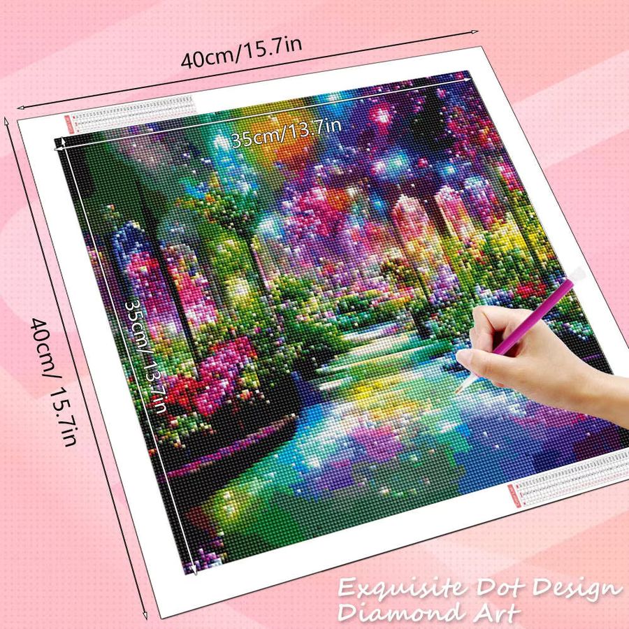 HUACAN 5D Diamantgemälde Fantasy-Landschaft mit Baum als Mosaik-Kreuzstich in Multicolor, B/H: 20 x 20 cm - Bild 2