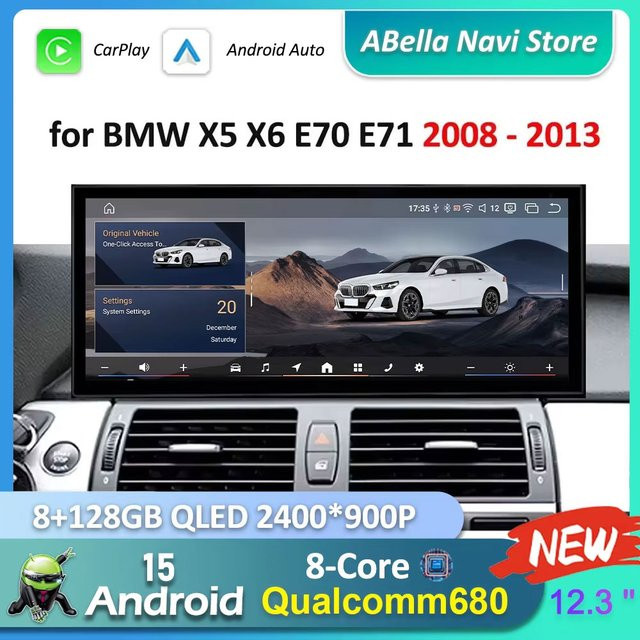 LIARO-NAVI Android 15 Multimedia-Autoradio mit Navigation, GPS, Bluetooth, WLAN und 4G für BMW X5 X6 E70 E71 (2008 - 2013) CLC/CCC System, Schwarz - Bild 1