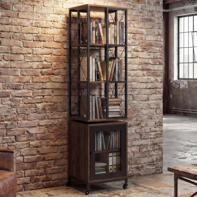 MCW Bücherregal P13 Industrial Design aus Metall und Melamin, Dunkelbraun, H: 162 cm, B: 40 cm, T: 40 cm - Bild 1