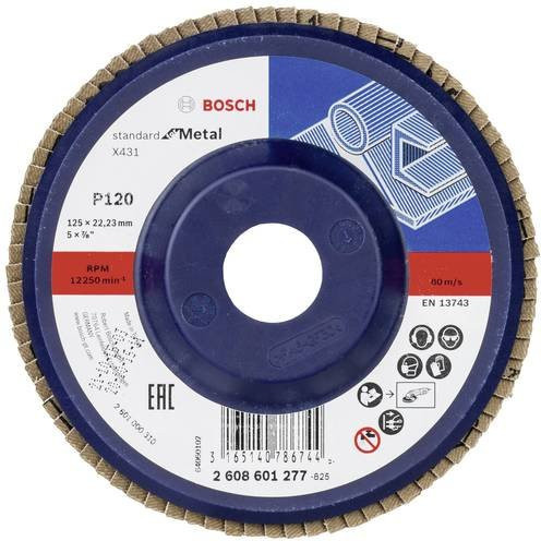 Bosch Fächerschleifscheibe Standard für Metall in Blau, Durchmesser: 125 mm - Bild 1