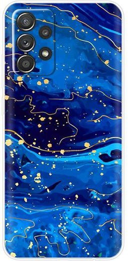 Samsung Galaxy A52 5G und A52s Silikon Schutzhülle mit Marmor-Löwen-Design in Multicolour und Blau - Bild 1