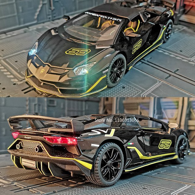 caipo Lambor SVJ63 Legierung Super Sport Auto Modell, 1:24, Metall, mit Licht und Sound, Zurückziehen Funktion - Bild 1