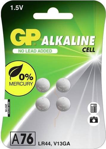 GP Battery A76 Alkalische LR44 Batterien, 4er Pack, Silber - Bild 1