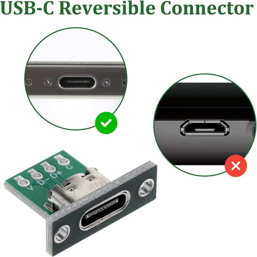 AOKIN 10 Stück USB-C Einbausteckverbinder DIY Typ-C Buchse mit 24-poliger Leiterplatte USB 2.0 Pinout - Bild 3