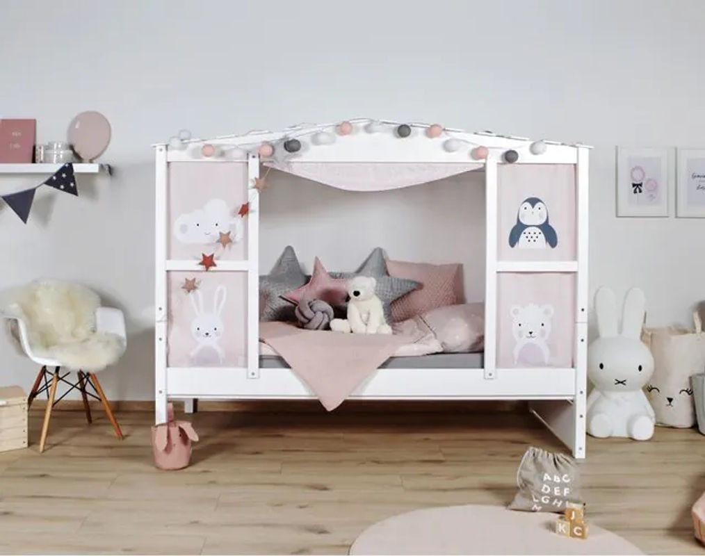 Ticaa Hausbett Amelie aus Kiefer Massivholz mit Bettkasten und Schubladen in Weiß - Bild 2