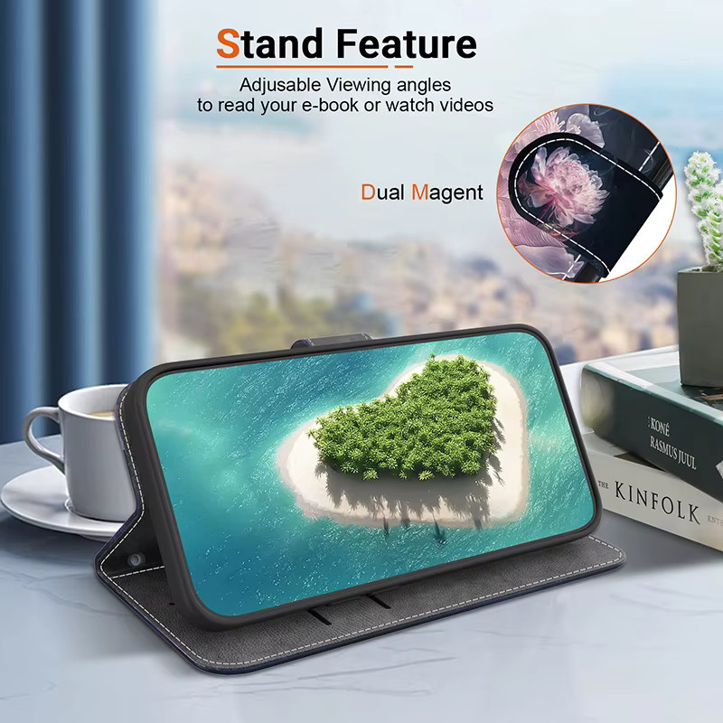 Xiaomi Flip Wallet Case Leder-Schutzhülle mit Standfunktion für Redmi Note 11T 11 11S 10 9 8 Pro Plus Max 4G 5G Note 7 7S 8T 9S 10S 11S - Bild 3