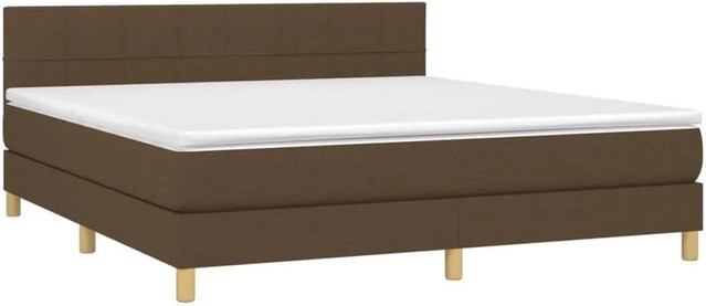 vidaXL Boxspringbett mit Matratze in Dunkelbraun, Hybridbett mit LED-Unterbettbeleuchtung und USB-Ladeport, B/T: 180 x 200 cm - Bild 1