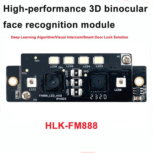 Hi-Link HLK-FM888/AI-10 Gesichtserkennungsmodul mit 3D-Fernglaskamera, visuelle Gegensprechanlage und Smart Lock Unterstützung, Schwarz, USB-Anschluss - Bild 1