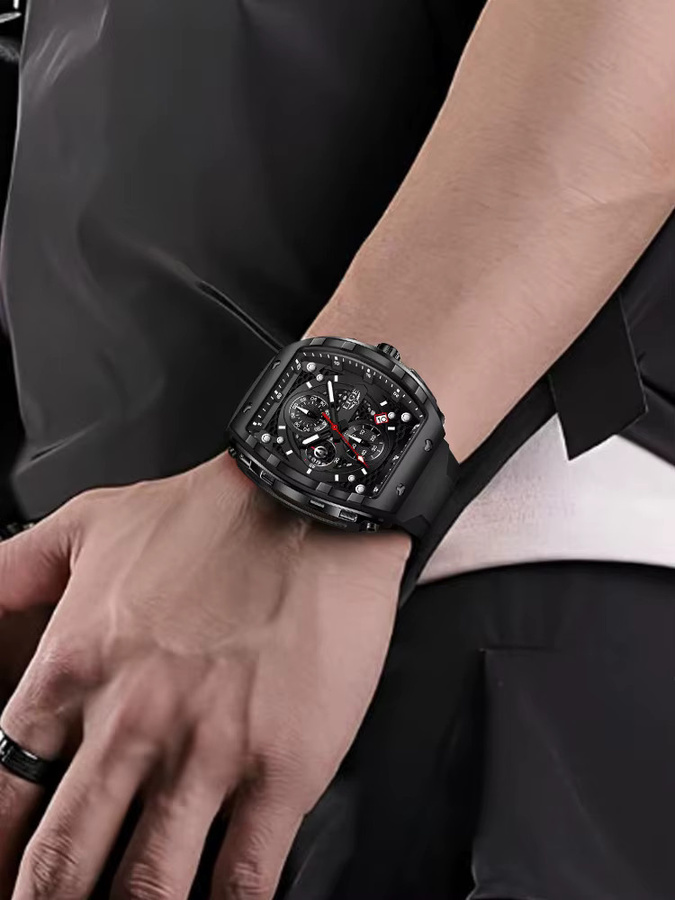 LIGE Armbanduhr Edelstahl, Quarz, Silikon, Weiß, Herren - Bild 5