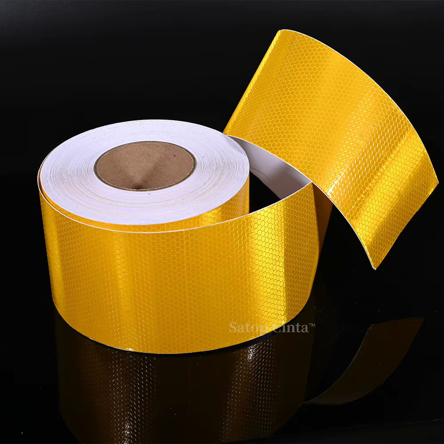 Satop Cinta Selbstklebendes Reflektierendes Band für Sicherheit und Vorsicht, Wasserdicht und Fluoreszierend, Farben: Weiß, Rot, Gelb, Breite: 10 cm, Länge: 5 m - Bild 2