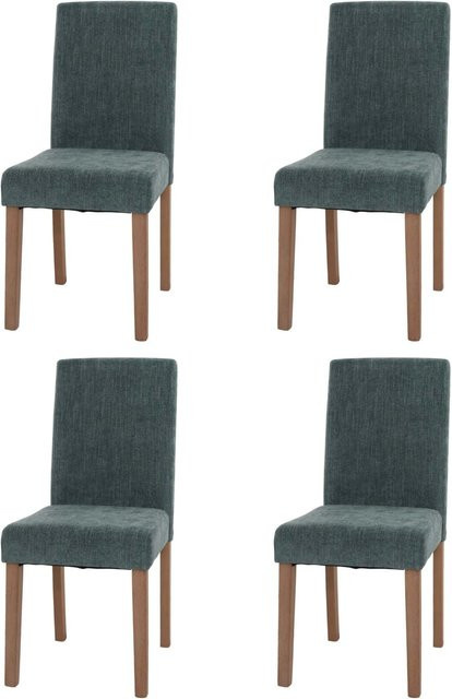 CHEFGASTRO Esszimmerstuhl 4er-Set in Grün mit Chenille-Stoff und Naturfarbenen Holzbeinen, B/T/H: 90 x 42 x 50 cm, Sitzhöhe: 47 cm - Bild 1