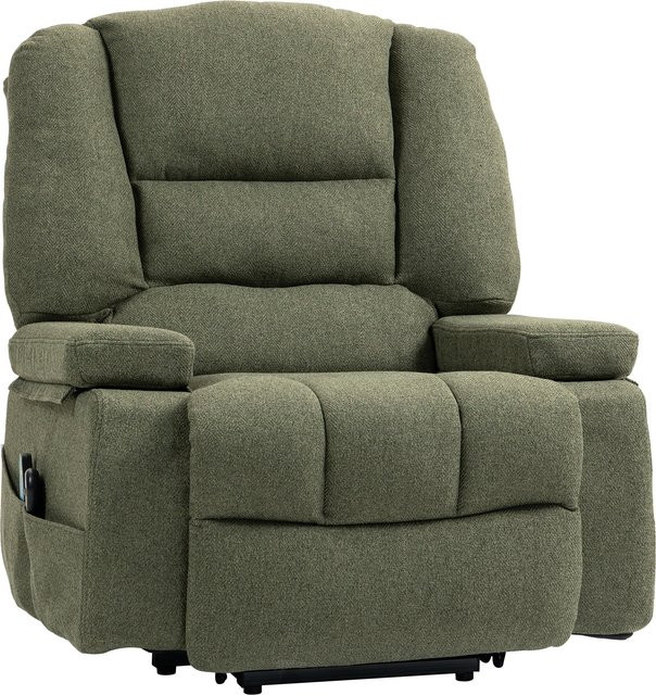 HOMCOM Elektrischer Aufstehmassagestuhl mit Massage- und Heizfunktion, Relaxsessel mit verstellbarer Neigung und Fußstütze, Grün, T: 89 cm, B: 90 cm, H: 102 cm, Aosom - Bild 1
