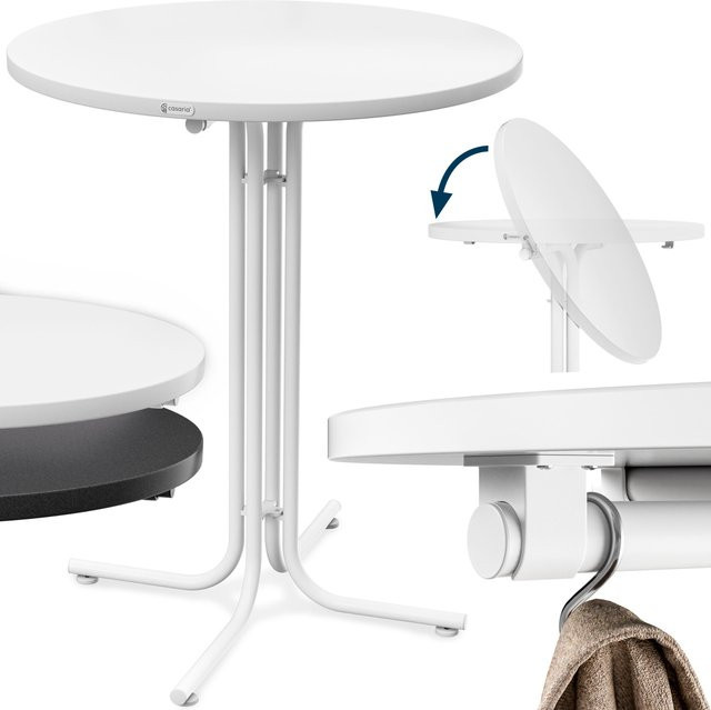 CASARIA® Klappbarer Stehtisch Weiß für den Garten, höhenverstellbar, Durchmesser: 80 cm - Bild 1