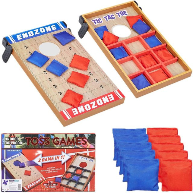 Relaxdays Cornhole und Tic Tac Toe, Holz, Bunt, 2 in 1 - Bild 1