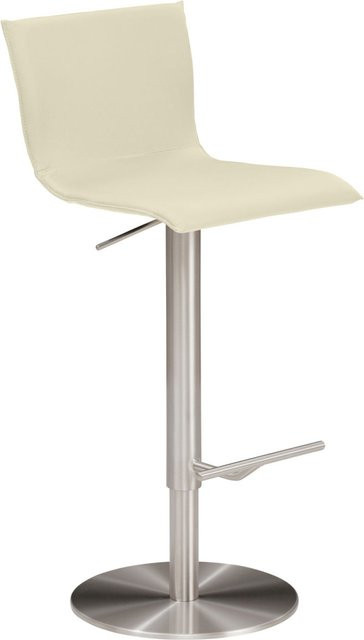 Mayer Sitzmöbel Barhocker 1226 aus Leder in Weiß mit Edelstahlgestell, B/T/H: 39,5 x 43,0 x 81,0 cm - Bild 1
