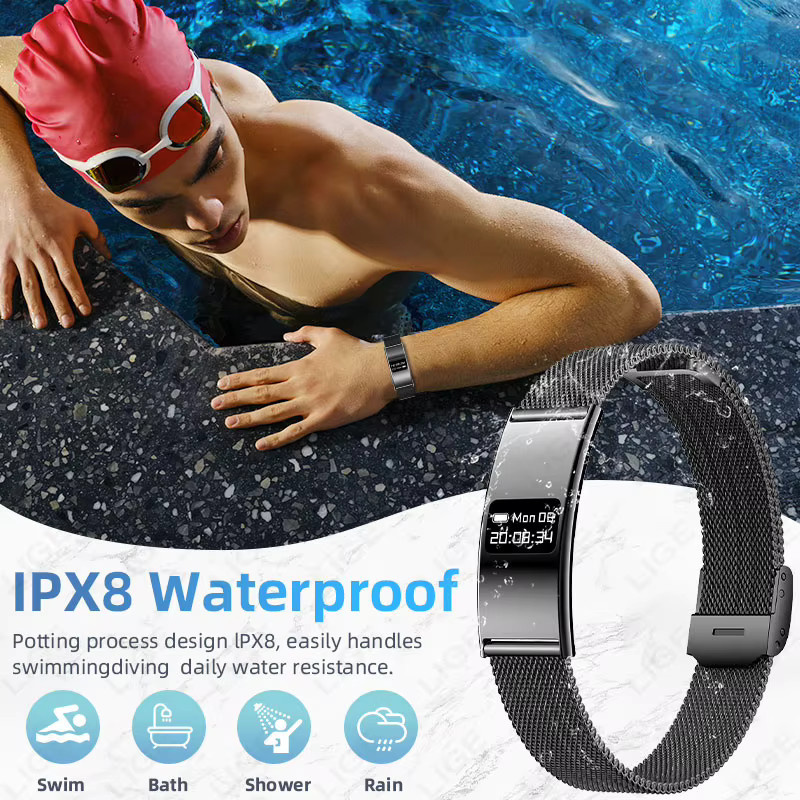 LIGE Smart-Armband in Schwarz mit Herzfrequenz- und Gesundheitsüberwachung, ultra-dünnes und wasserdichtes Sport-Smartwatch-Armband - Bild 4