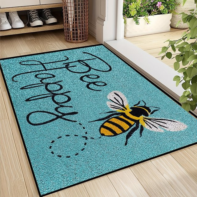 VIKAMA Willkommens-Teppich mit Blumenmuster für Innen- und Außenbereiche, Rechteckig, B/T: 60 x 40 cm - Bild 1